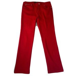 LRL Ralph Lauren Jeans Co Womens Modern Straight Ankle Jeans Size 10 Red Stretch